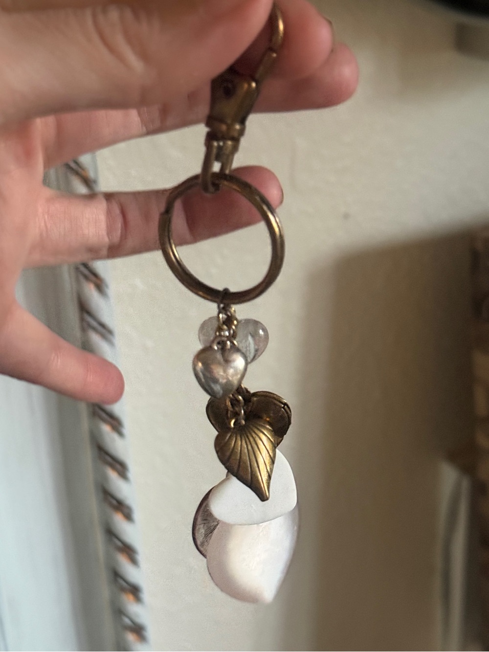 Heart Keychain - Mixed Metal and Pink Hearts charms purse bag charm